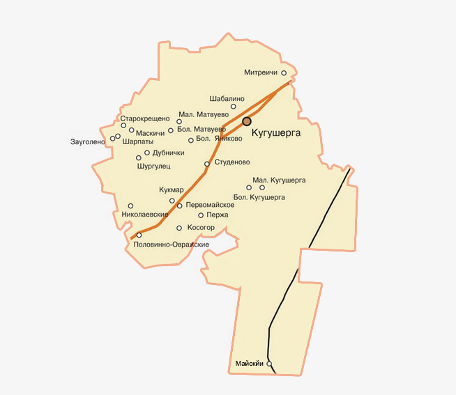 Карта Кугушергского сельского поселения.
